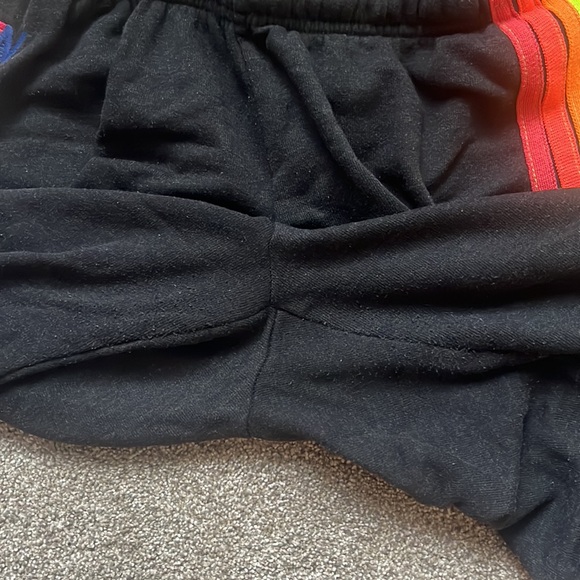 Aviator Nation 4 Stripe Sweatpants Black Joggers Neon Preppy Pants Size L - Picture 5 of 6
